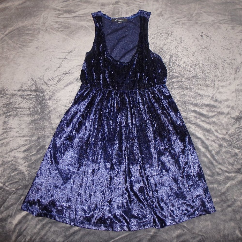 Navy Velvet Baby Doll Dress